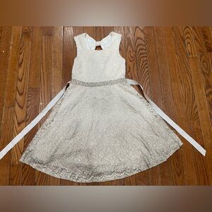 Elegant White Lace Kids Dress with Bow